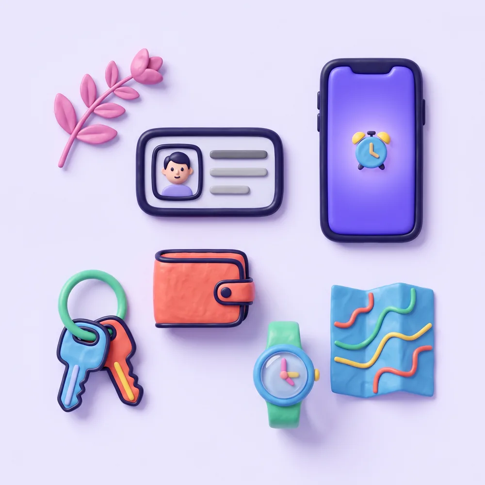 What to bring: ID card, phone, wallet, keys, watch, map