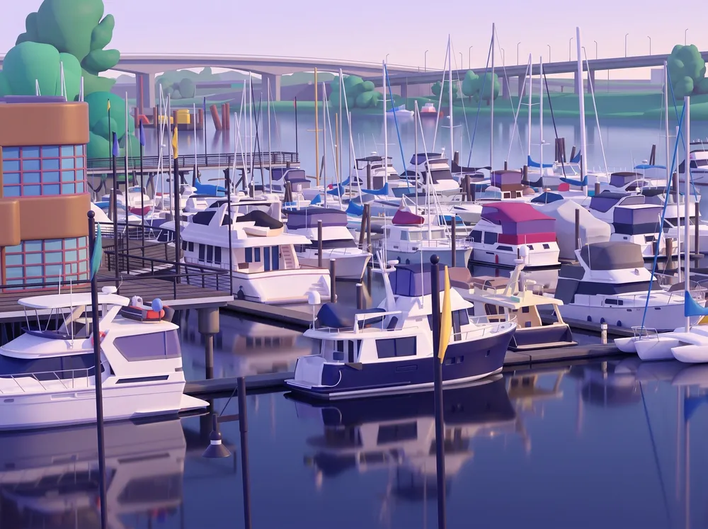 River Rock marina and its round pavilion