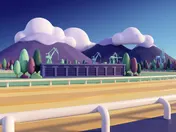 Hastings Racecourse track and the North Shore mountains
